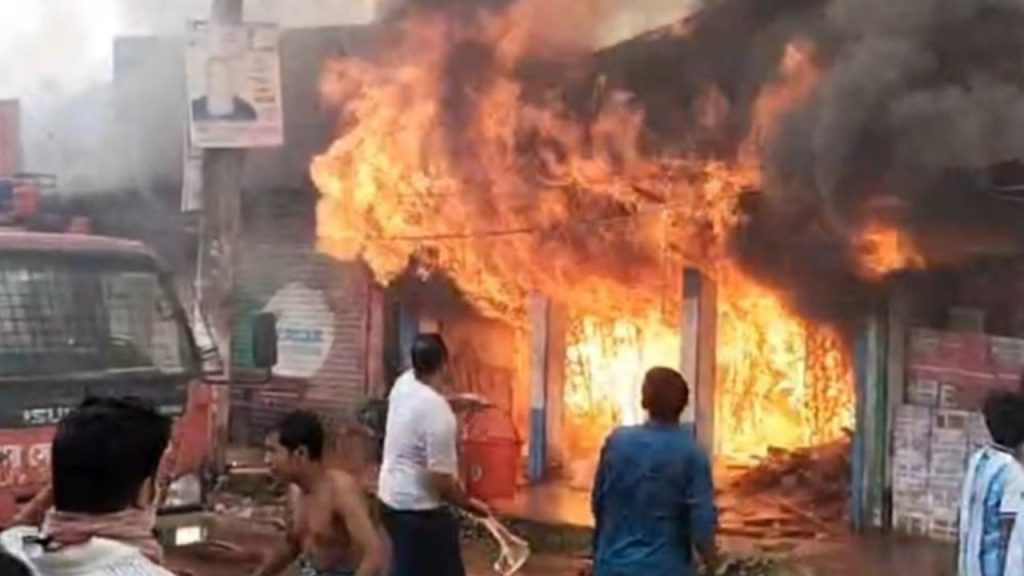 ভিমরুলের বাসা পোড়াতে গিয়ে আগুন, রাজবাড়ীতে পুড়ল ৫ দোকান